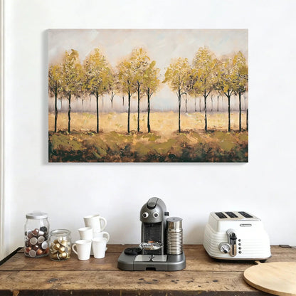 Canvas art wall decor Autumn Embellishments forest abstract tree with tan leaves on Tampa Home & Garden Store