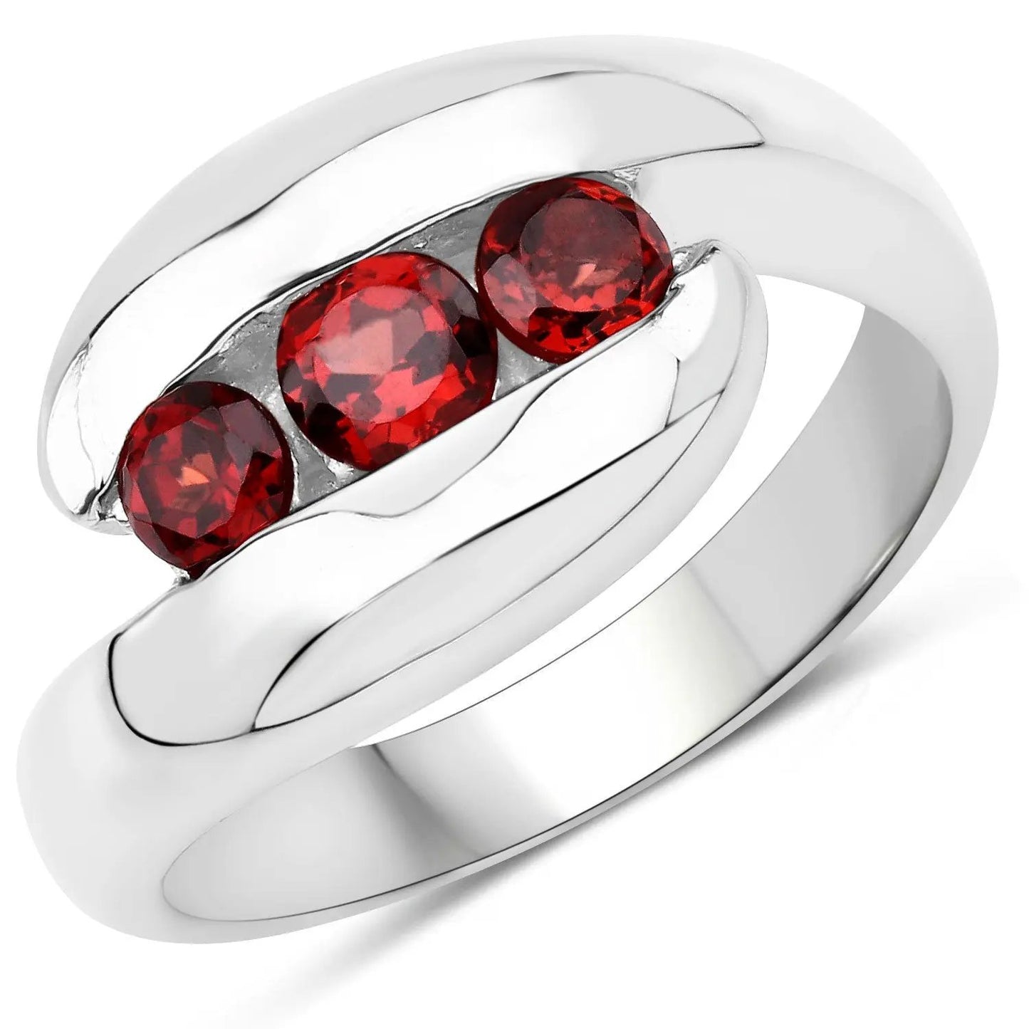 Ring 0.74ct garnet three-stone sterling silver band by Bids.com on Tampa Home & Garden Store