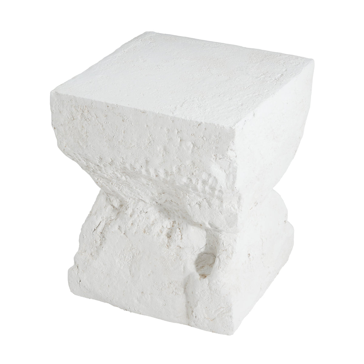Cleo outdoor side table white stone-like finish minimalist modern design by HouseOfZazla on Tampa Home & Garden Store
