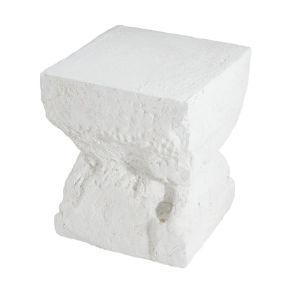 Cleo outdoor side table white stone-like finish minimalist modern design by HouseOfZazla on Tampa Home & Garden Store