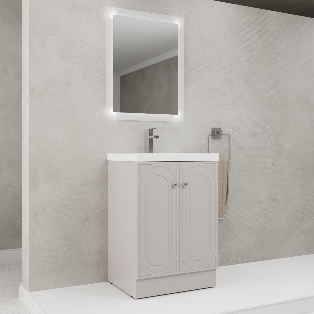 Freestanding Bath Vanity With Resin Sink And Door, white panel doors by HouseOfZazla on Tampa Home & Garden Store