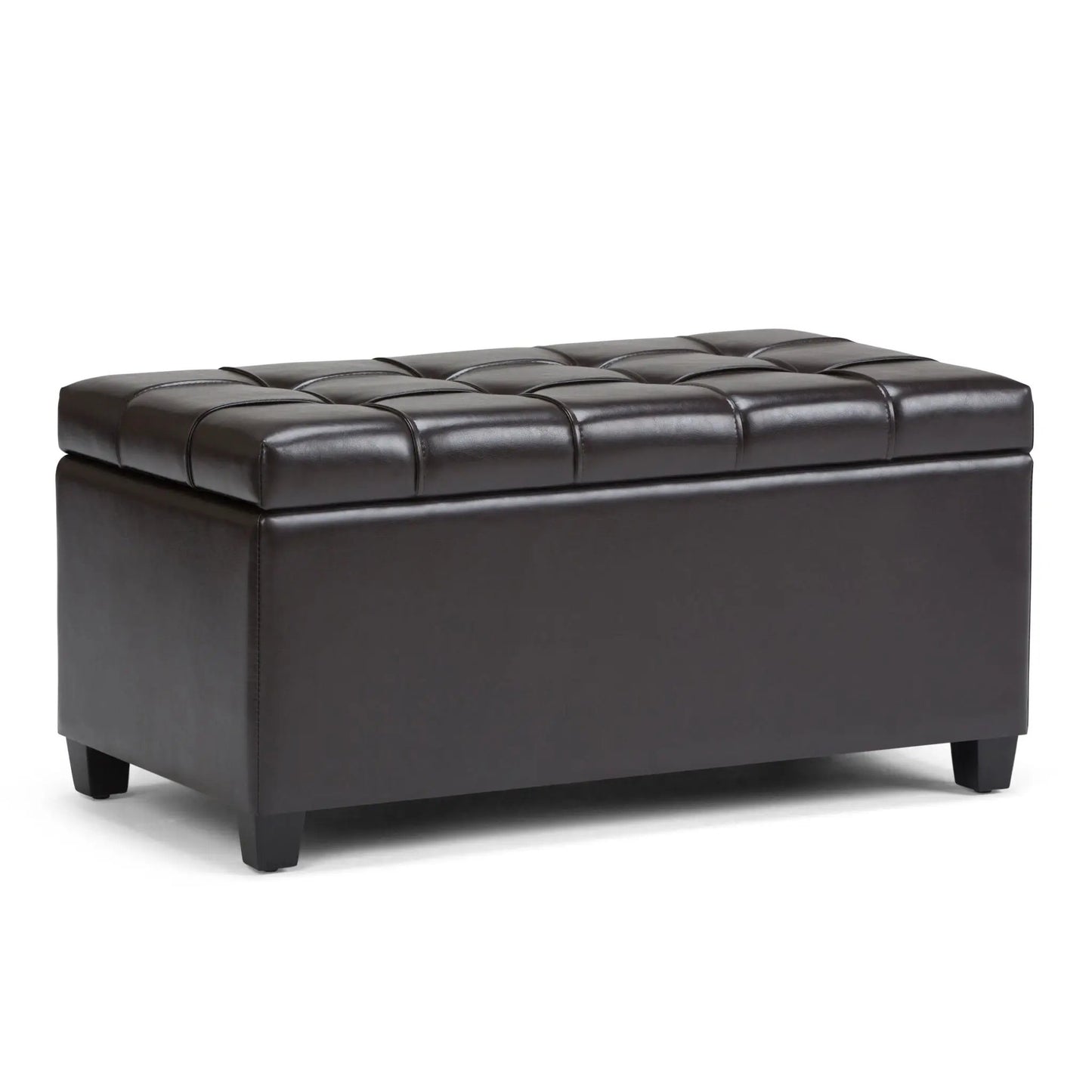 Sienna Upholstered Storage Ottoman Bench dark brown leather tufted by Unique Piece Furniture on Tampa Home & Garden Store