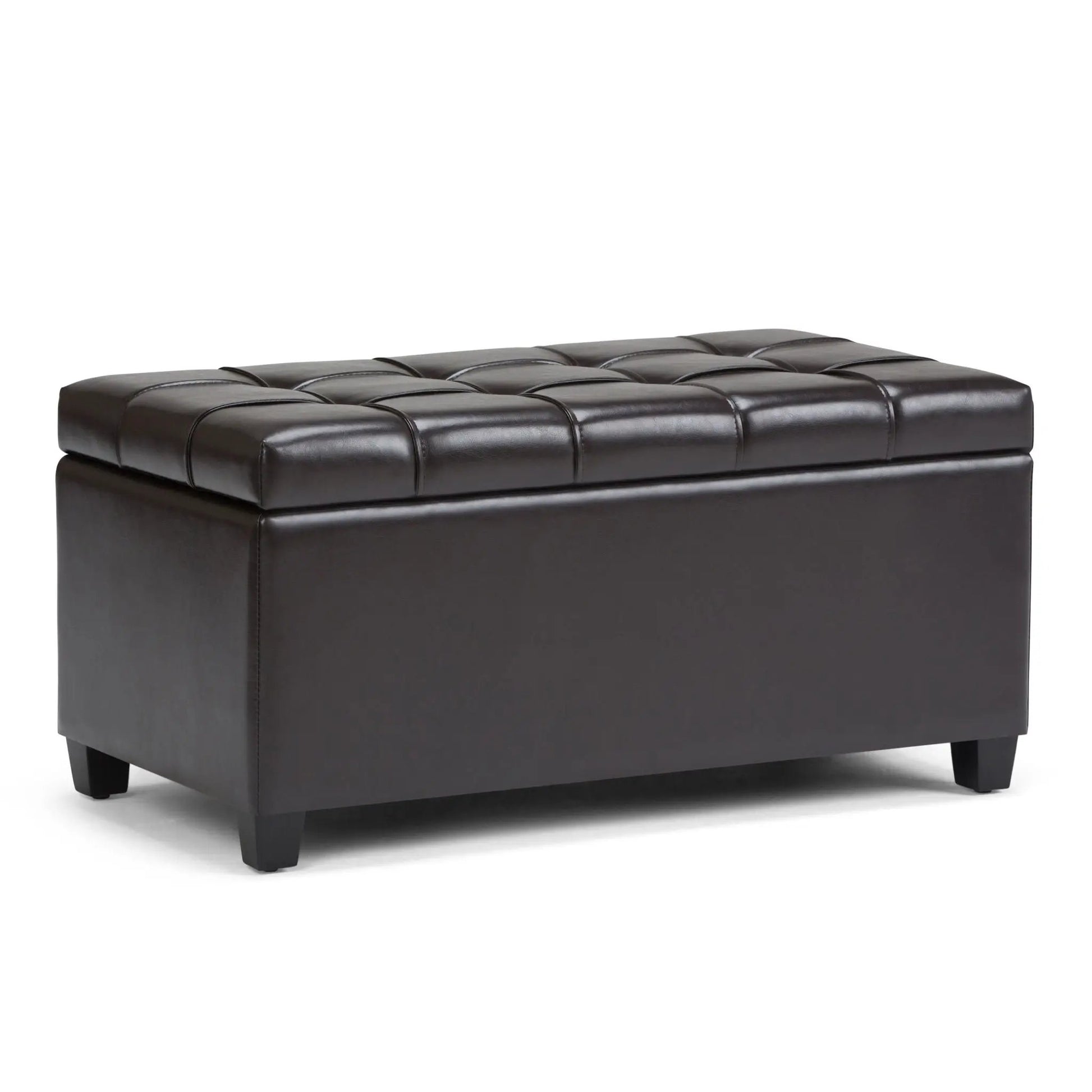 Sienna Upholstered Storage Ottoman Bench dark brown leather tufted by Unique Piece Furniture on Tampa Home & Garden Store