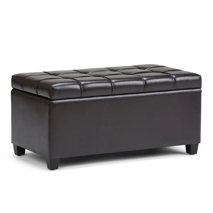 Sienna Upholstered Storage Ottoman Bench dark brown leather tufted by Unique Piece Furniture on Tampa Home & Garden Store