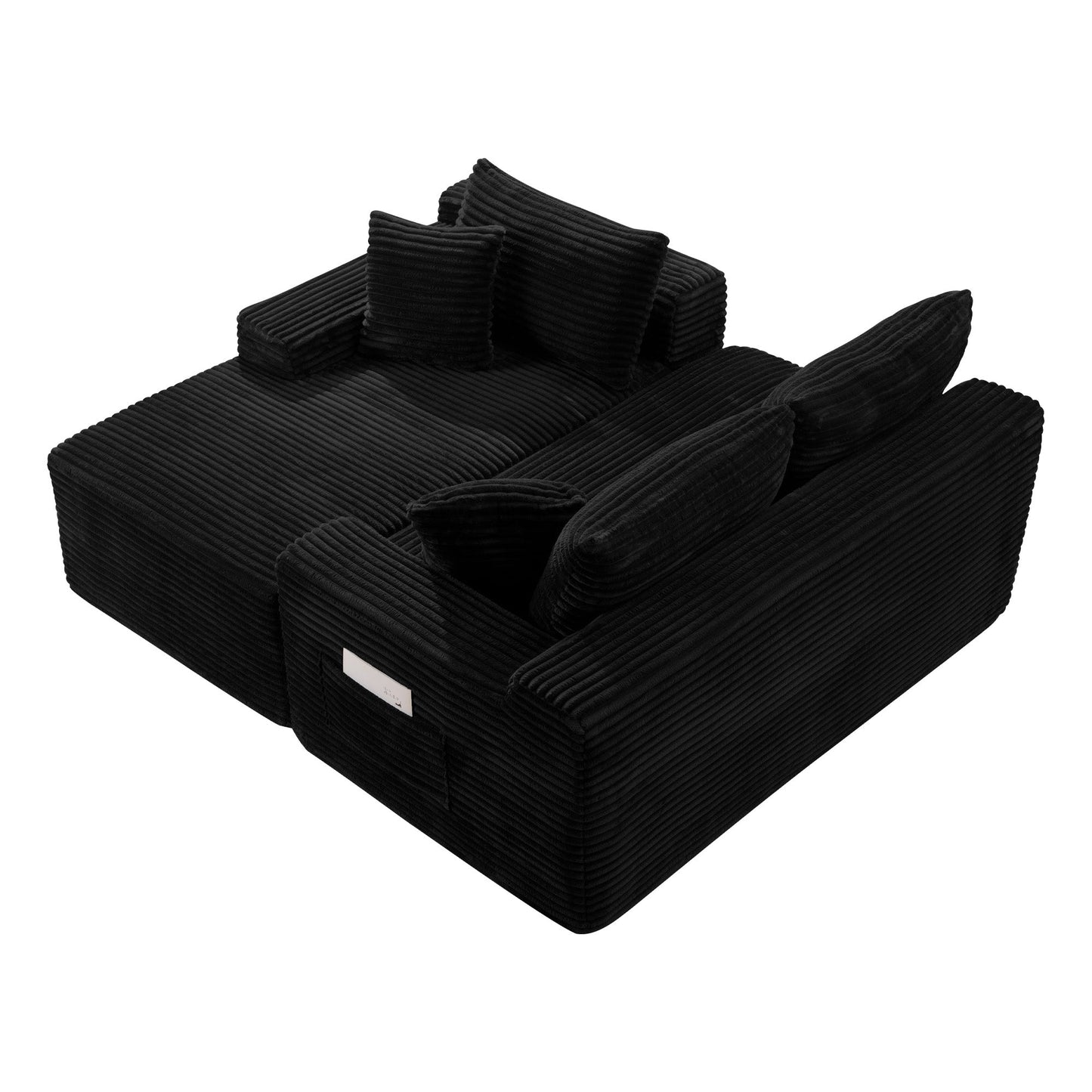 106.3in U-Shaped Cloud Sectional Sofa in black corduroy with deep seats by HouseOfZazla on Tampa Home & Garden Store