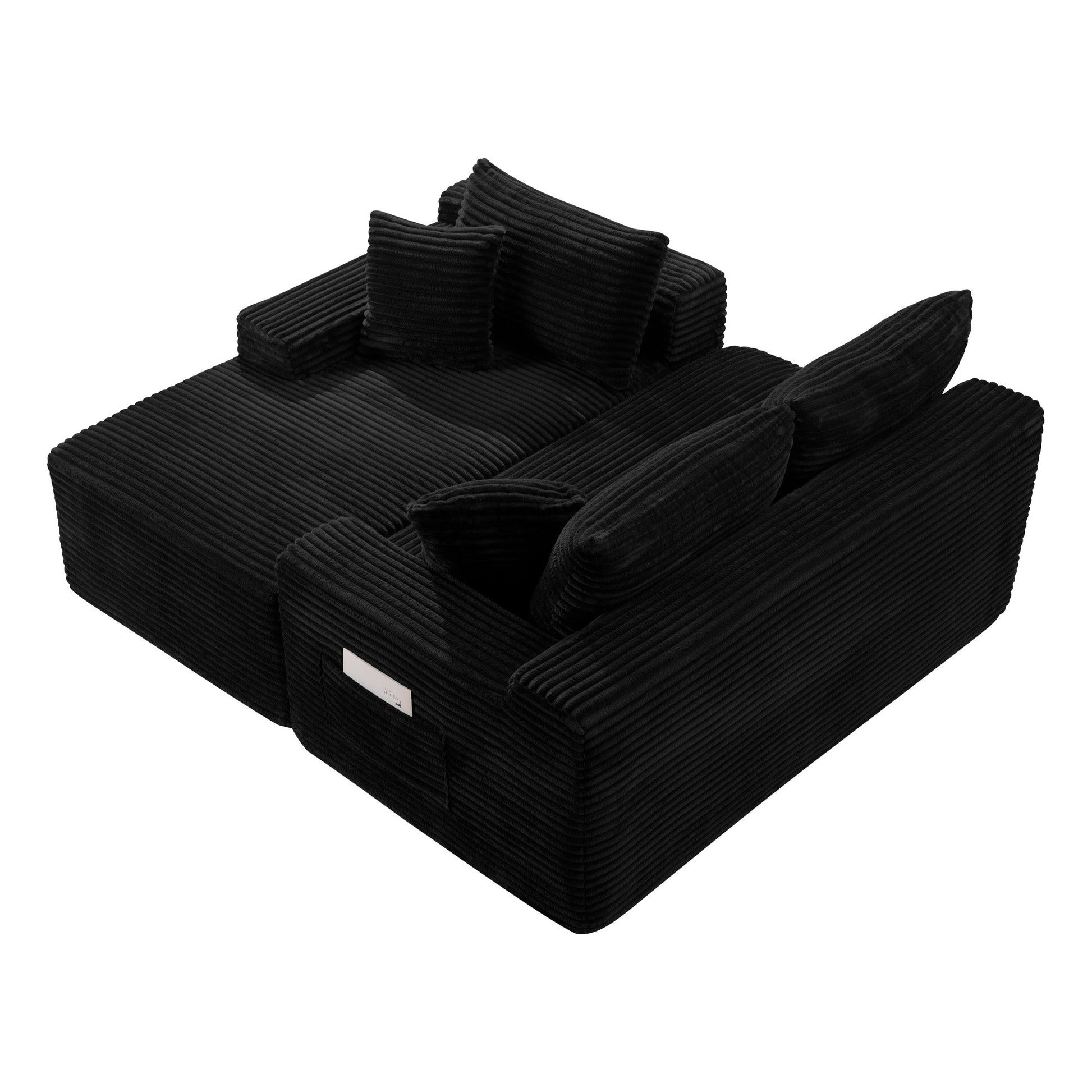106.3in U-Shaped Cloud Sectional Sofa in black corduroy with deep seats by HouseOfZazla on Tampa Home & Garden Store