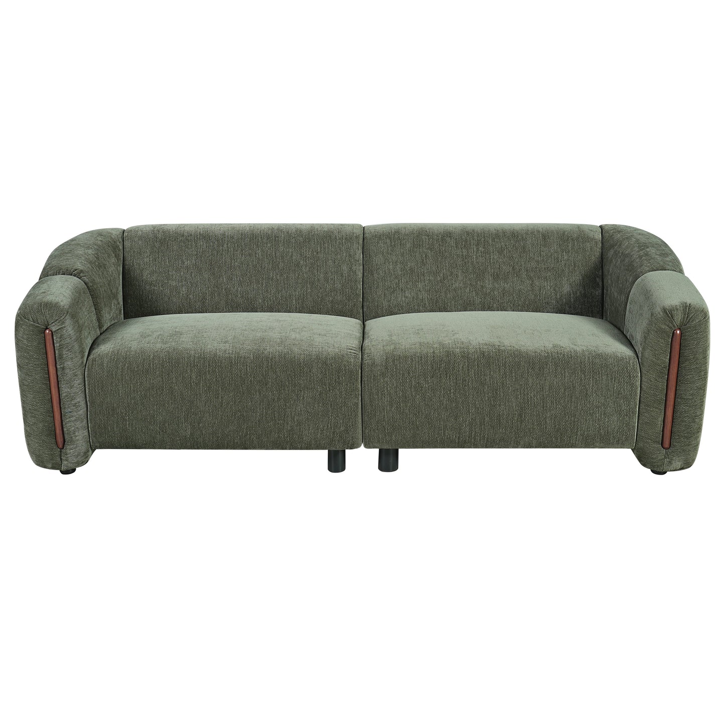 87.4-inch Modern Minimalist Curved Block Sofa by HouseOfZazla in olive-green fabric on Tampa Home & Garden Store