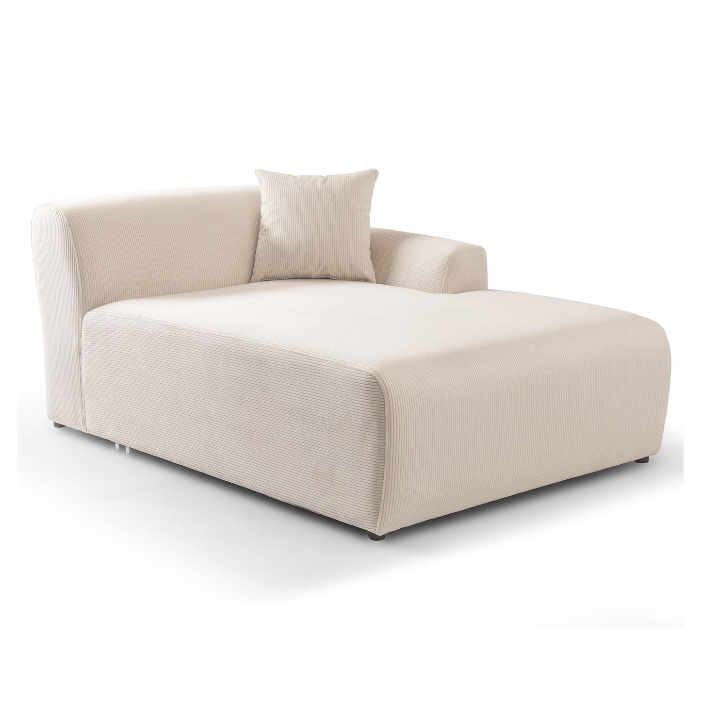 Mar High-Quality Stationary Sectional Sofa beige corduroy by HouseOfZazla with matching cushion on Tampa Home & Garden Store