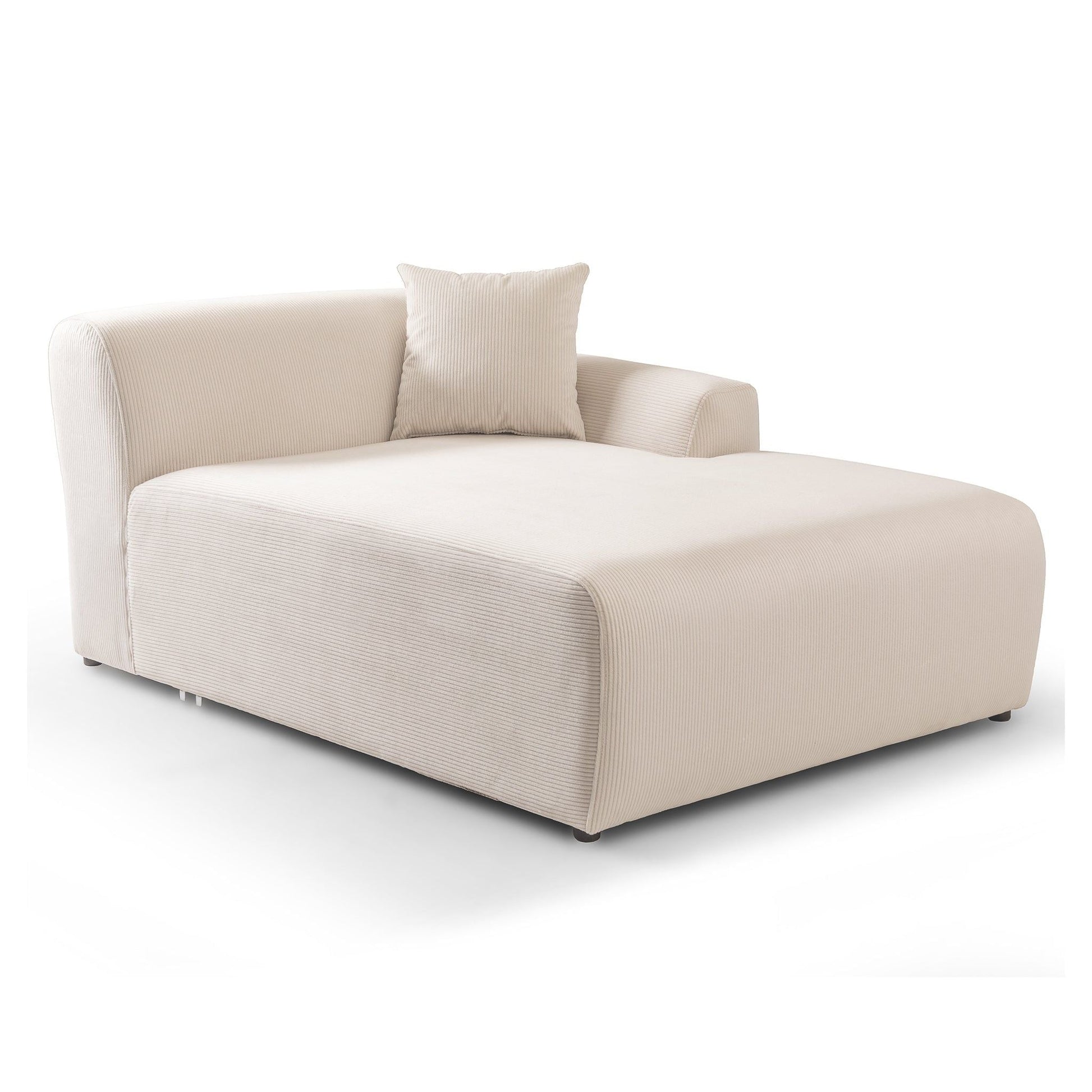 Mar High-Quality Stationary Sectional Sofa beige corduroy by HouseOfZazla with matching cushion on Tampa Home & Garden Store