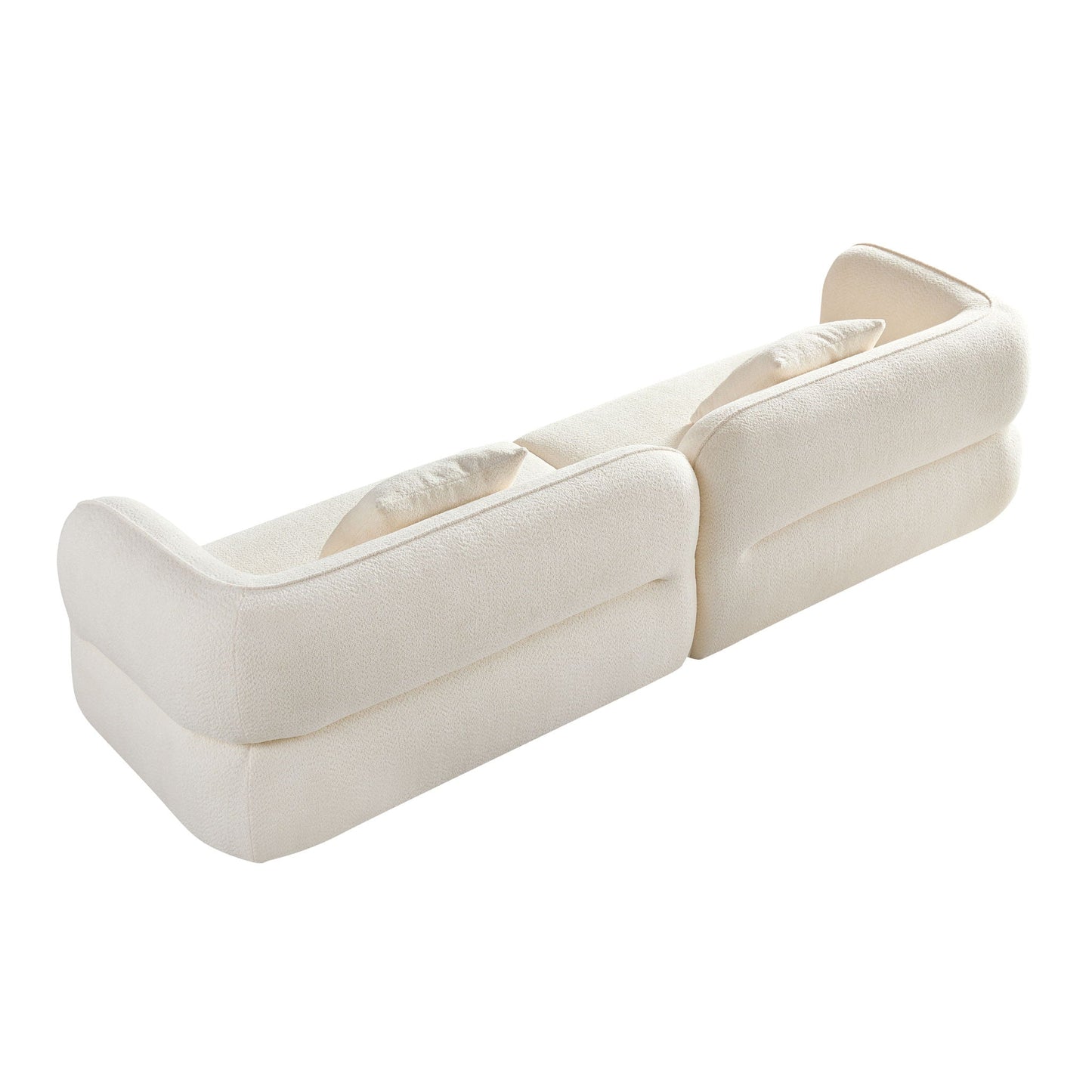 Sectional sofa cream beige fabric with rounded arms and plush cushions on Tampa Home & Garden Store