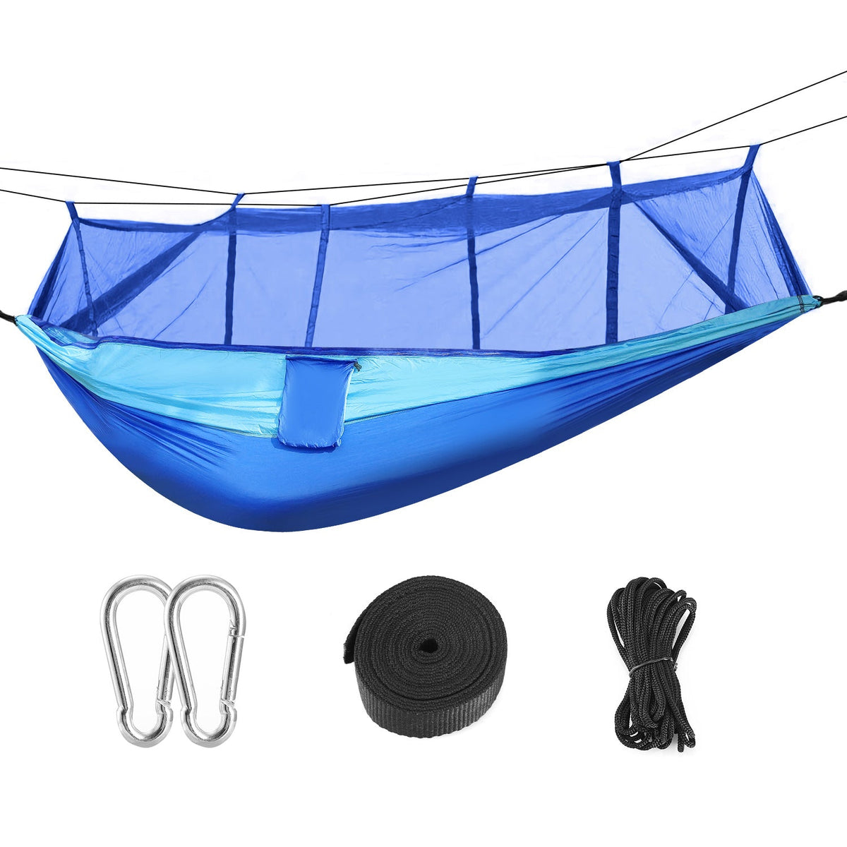 GemGear blue 2-person camping hammock with mosquito net; includes straps and carabiners on Tampa Home & Garden Store