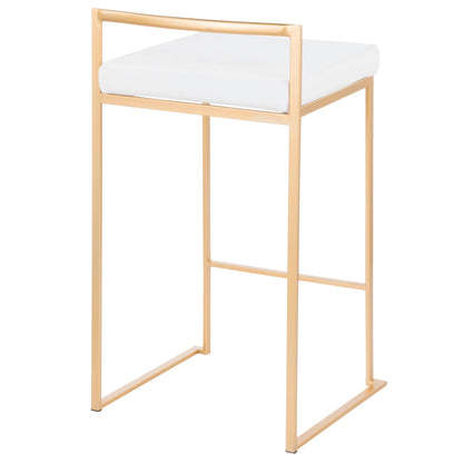 Fuji glam counter stools set of 2 with white cushions and gold frame by HouseOfZazla on Tampa Home & Garden Store