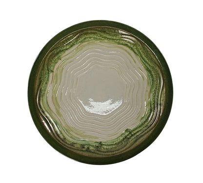 Ceramic bird bath saucer 17in, green glazed interior with concentric rings HouseOfZazla on Tampa Home & Garden Store