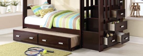 Allentown Twin over Twin Bunk Bed with Trundle Storage in Espresso finish by HouseOfZazla on Tampa Home & Garden Store