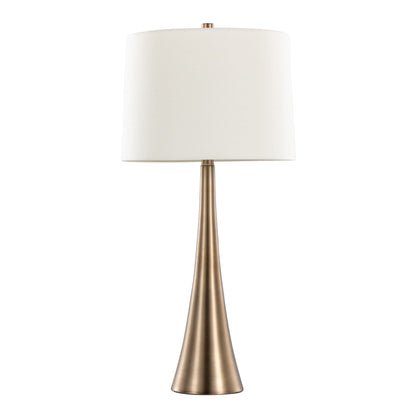 Diana Contemporary Table Lamp beige fabric shade on bronze-brass base tall pedestal lamp on Tampa Home & Garden Store