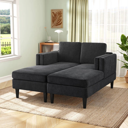 Chaise Lounge Sofa Bed With Dual Layer Armrests