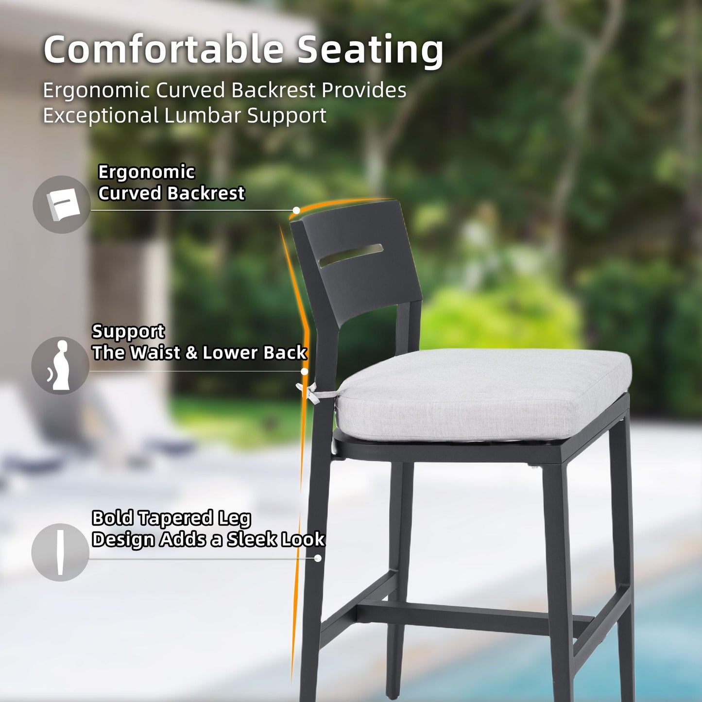 Modern Outdoor Aluminum Patio Bar Set And Stools