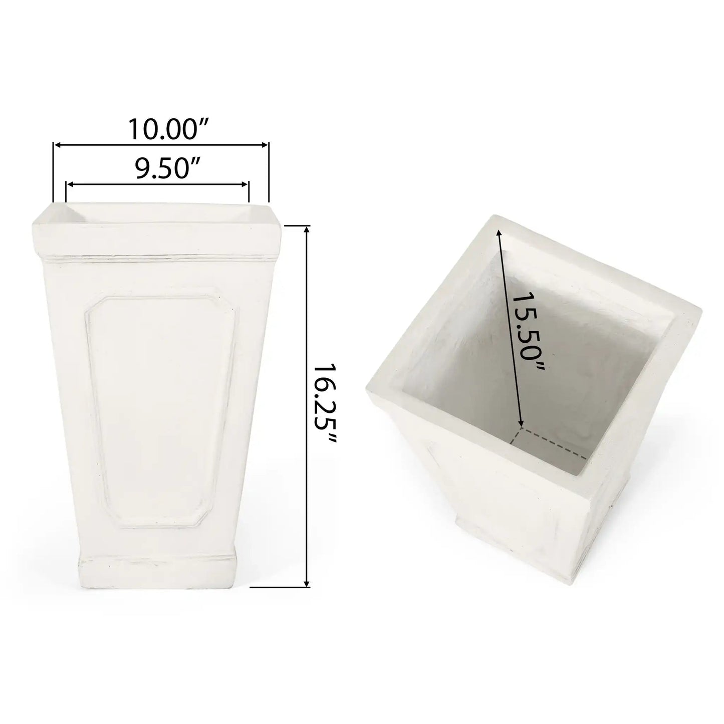 Outdoor Planter HouseOfZazla, tall white square tapered resin planter on Tampa Home & Garden Store