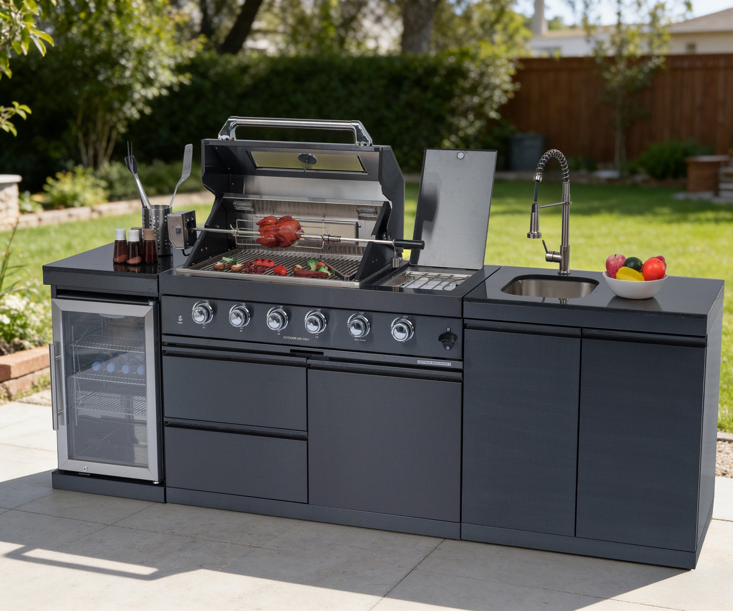 Gas outdoor kitchen grill by HouseOfZazla, 46-Inch 4-Burner stainless steel with rotisserie on Tampa Home & Garden Store