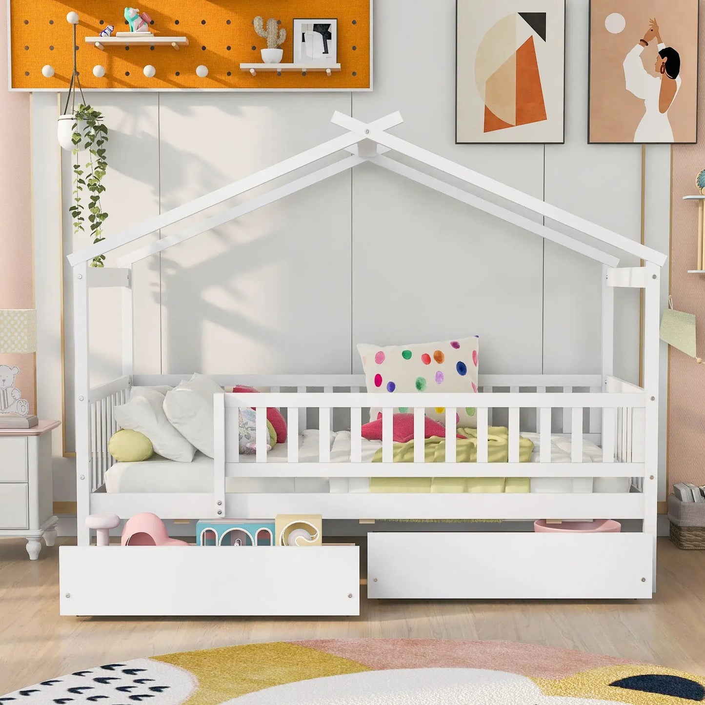 House Bed With 2 Drawers, white storage bed by Unique Piece Furniture on Tampa Home & Garden Store