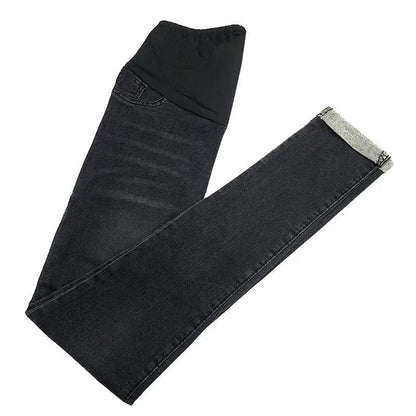 Maternity jeans high waist belly support black denim stretch FLIPSTYLEZLLC on Tampa Home & Garden Store