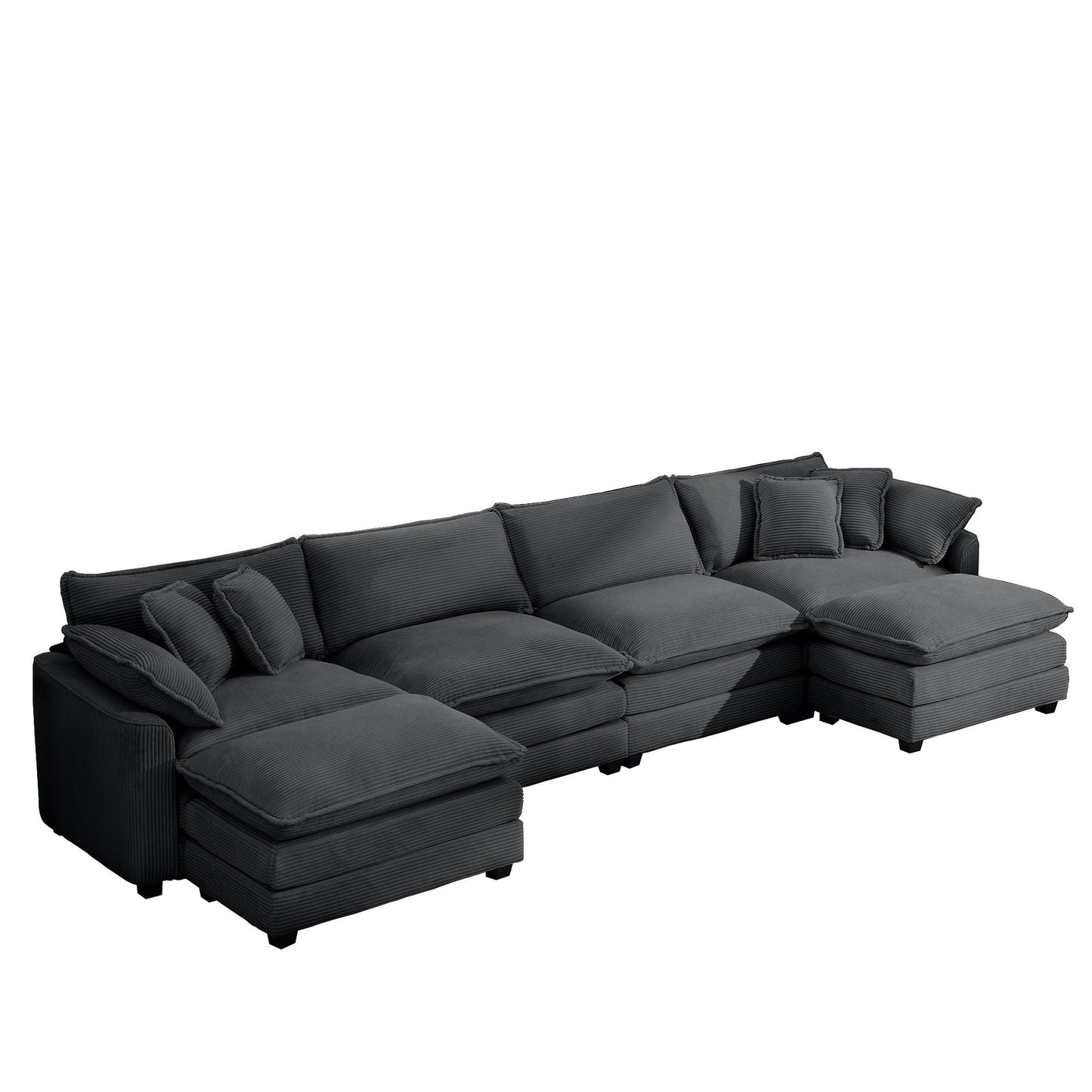 Modular cushion sofa with ottoman, low back, deep seating in charcoal gray HouseOfZazla 2-piece on Tampa Home & Garden Store