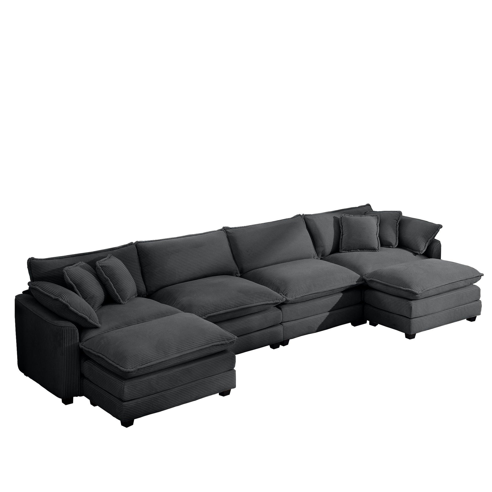 Modular cushion sofa with ottoman, low back, deep seating in charcoal gray HouseOfZazla 2-piece on Tampa Home & Garden Store