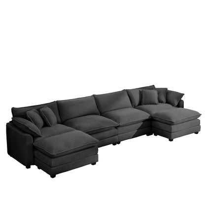 Modular cushion sofa with ottoman, low back, deep seating in charcoal gray HouseOfZazla 2-piece on Tampa Home & Garden Store