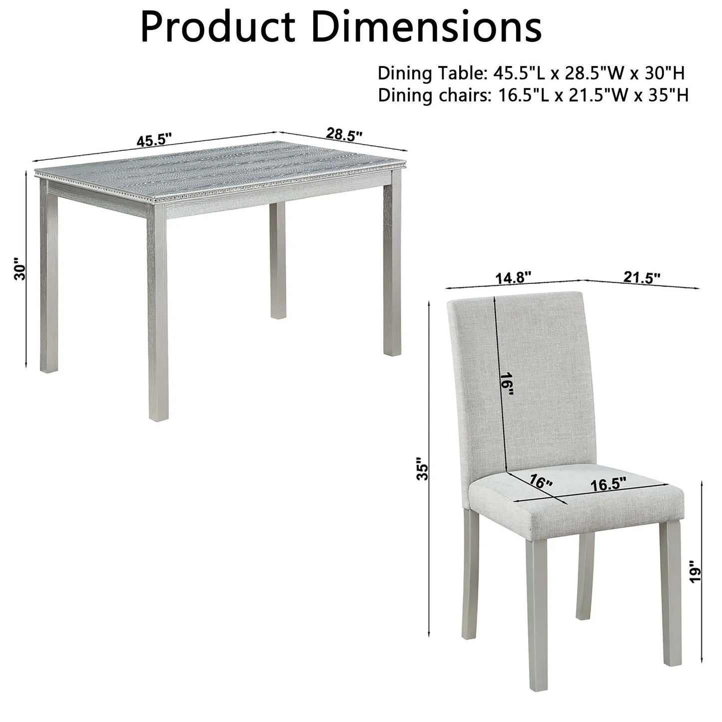 5 Piece Dining Table Set with crystal trim and upholstered gray chairs by Unique Piece Furniture on Tampa Home & Garden Store