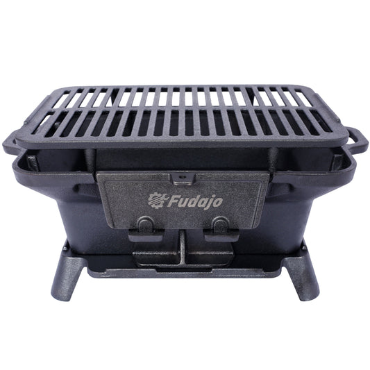 Oval cast iron grill top portable charcoal tabletop skillet black finish with Fuego logo on Tampa Home & Garden Store