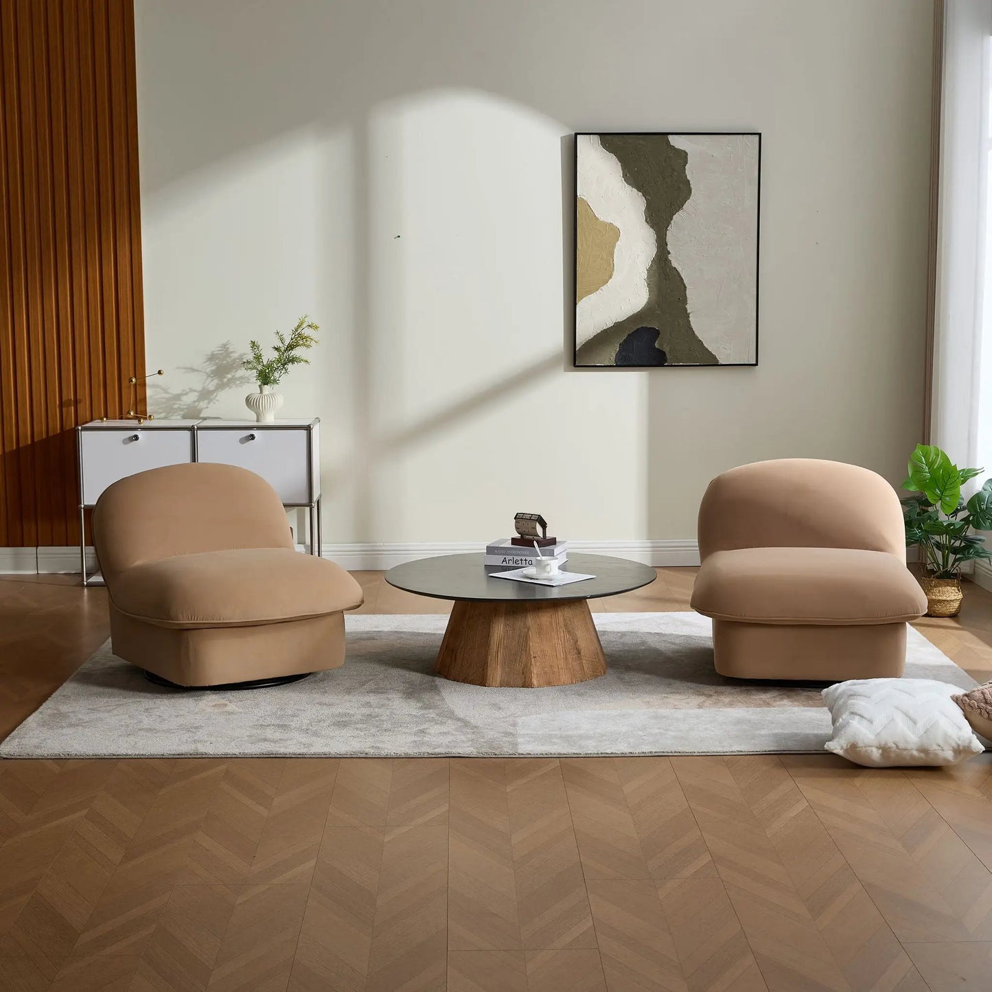 Pumpkin Shaped Swivel Accent Chair Living Room