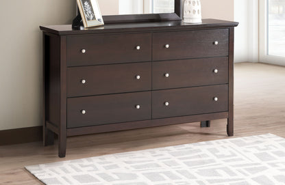 Primo dresser in dark espresso with durable hardwood frame and 6 French-dovetail drawers, knobs HouseOfZazla on Tampa Home & Garden Store