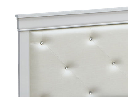 Lorana Jewel Tufted Bed Frame and Silver Finish