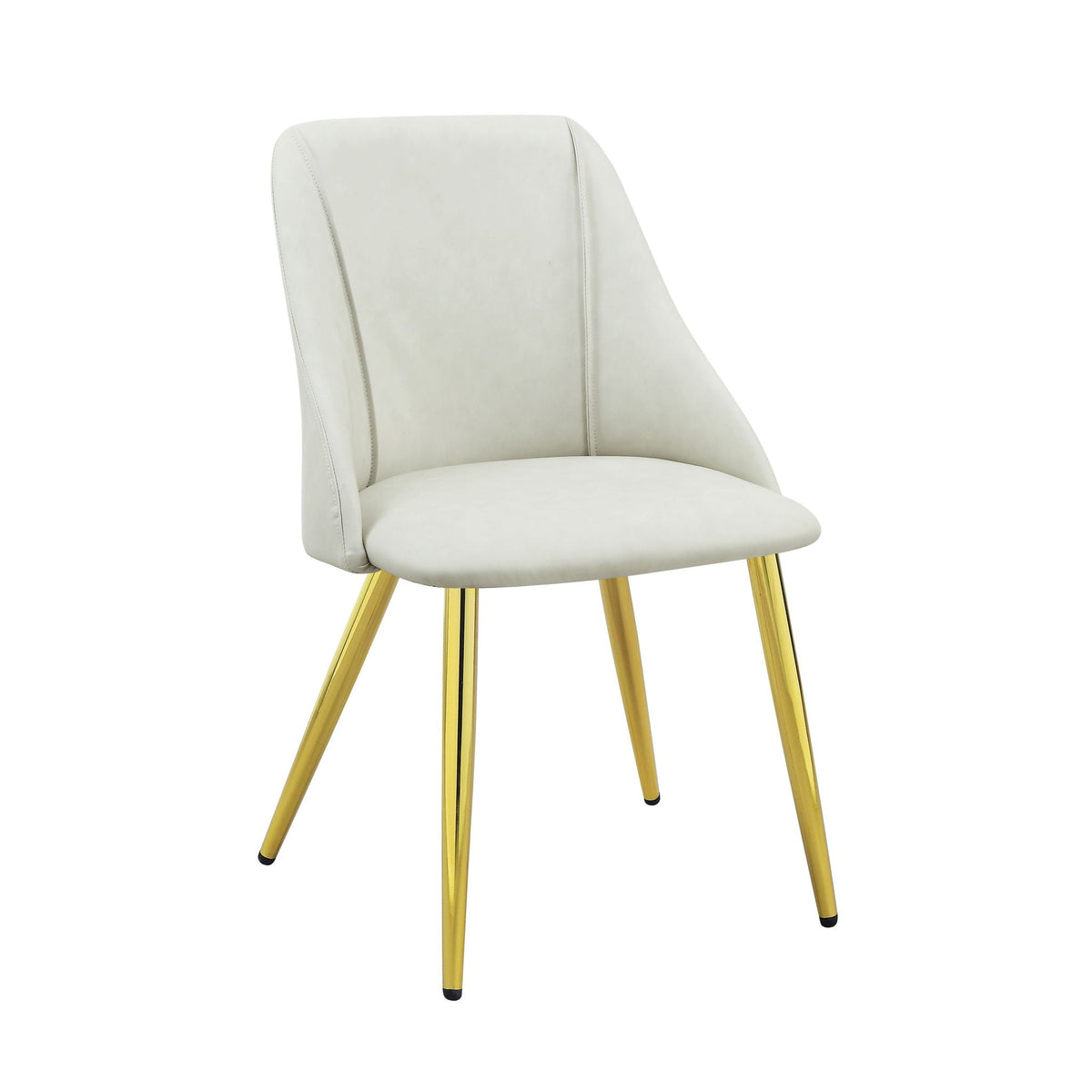 White synthetic leather side chair with gold metal legs on Tampa Home & Garden Store