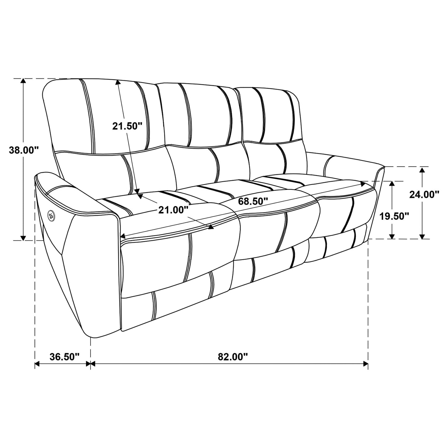 Ashland Power Reclining Sofa With Usb Charging