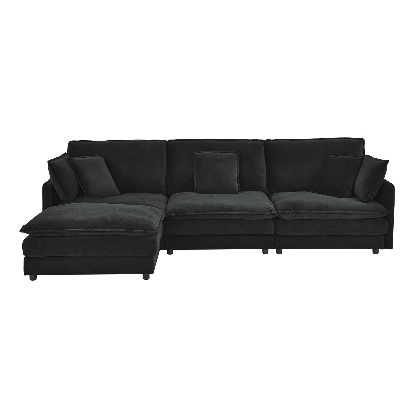 L-shaped sectional sofa with ottoman, charcoal fabric, 4-seater, 2-piece set on Tampa Home & Garden Store