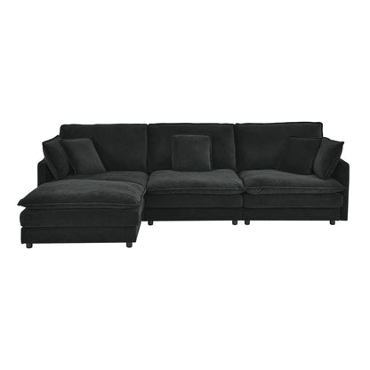 L-shaped sectional sofa with ottoman, charcoal fabric, 4-seater, 2-piece set on Tampa Home & Garden Store