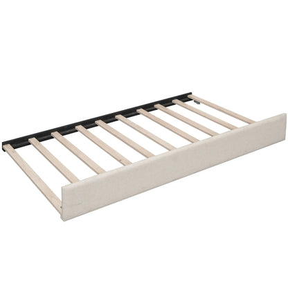 Platform Bed With USB Ports frame with wood slats and light gray upholstered sides on Tampa Home & Garden Store