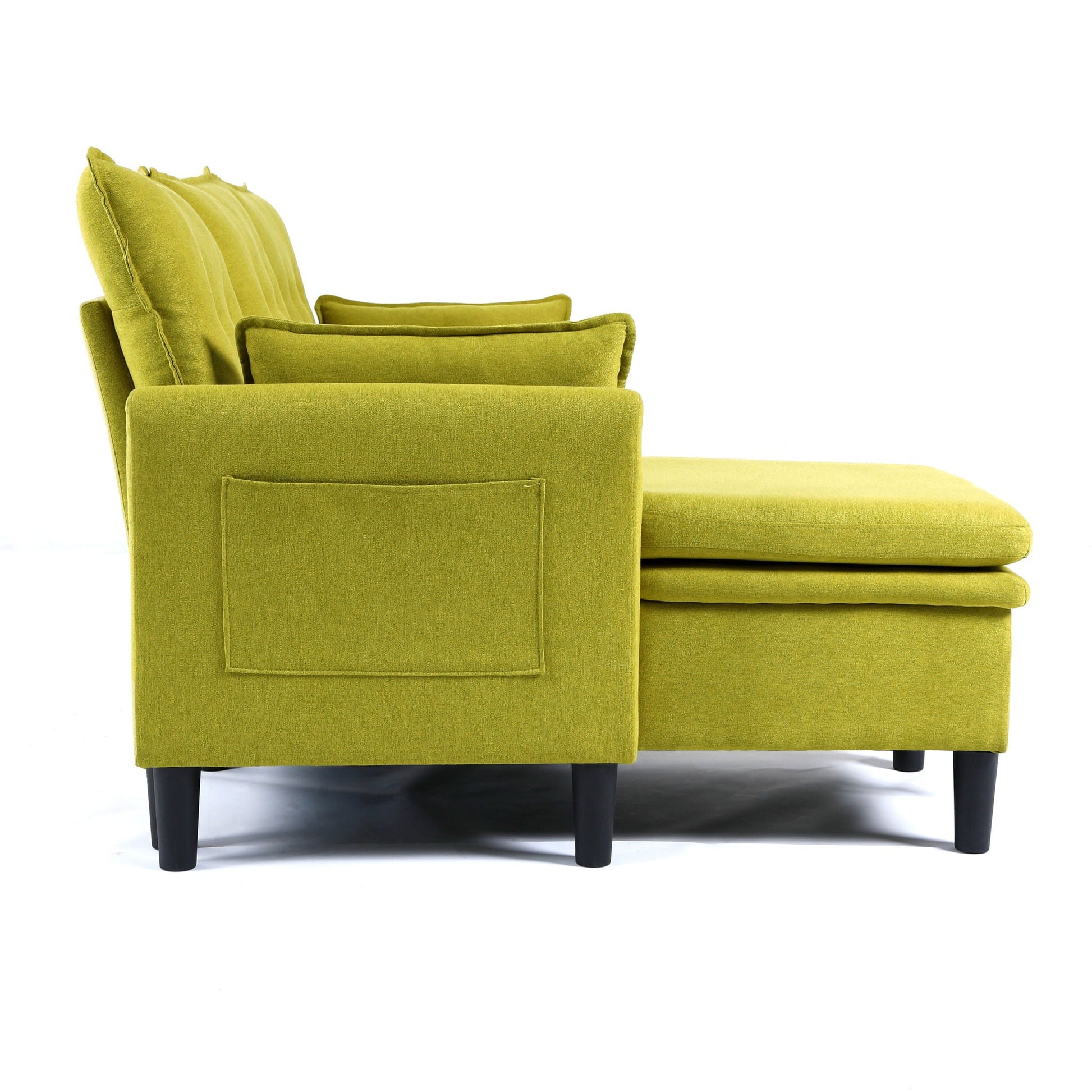 L-shaped reversible sleeper sectional sofa with storage by HouseOfZazla in bright lime green fabric on Tampa Home & Garden Store