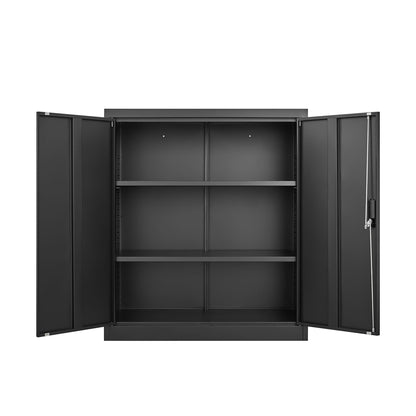 Black metal storage cabinet by HouseOfZazla with locking doors and adjustable shelves on Tampa Home & Garden Store