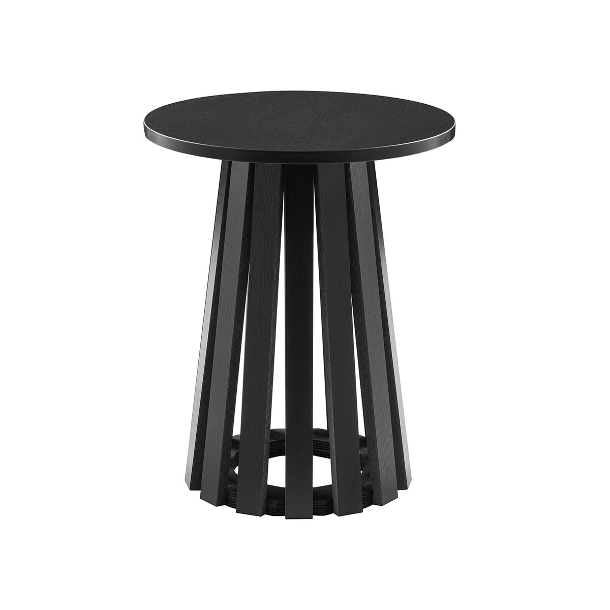 Layla end table round black wood grain top with pedestal base on Tampa Home & Garden Store