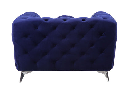Atronia arm chair in deep blue velvet with diamond tufting and metal legs by HouseOfZazla on Tampa Home & Garden Store