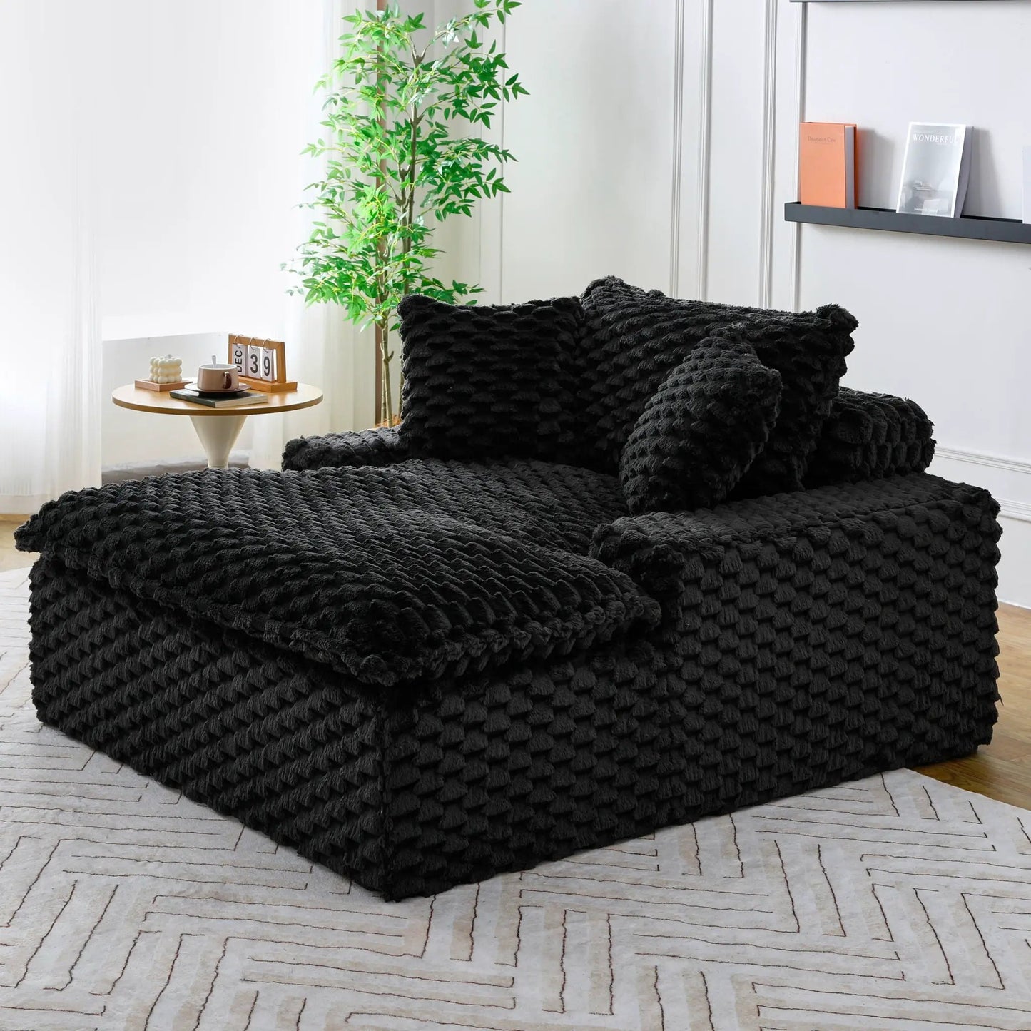 Harbor luxury sofa in black turtle fleece fabric with chunky textured upholstery on Tampa Home & Garden Store