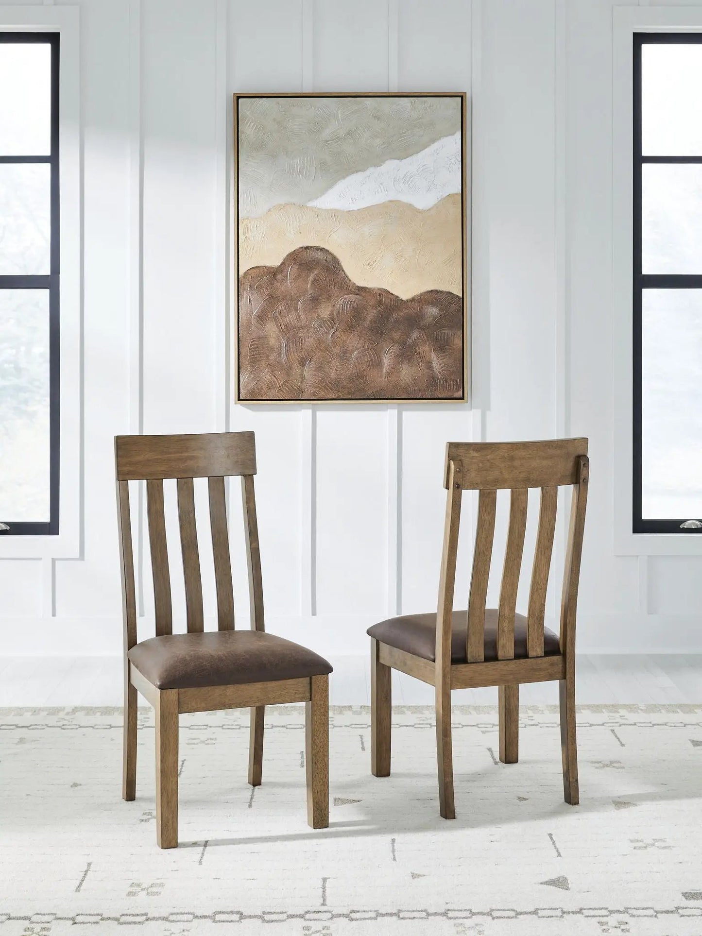 Urbinforte dining upholstered side chair set of 2, light brown wooden frame with brown upholstered seats on Tampa Home & Garden Store