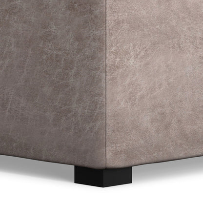 Avalon Square Ottoman Coffee Table with Trays; HouseOfZazla taupe ottoman on black pedestal on Tampa Home & Garden Store