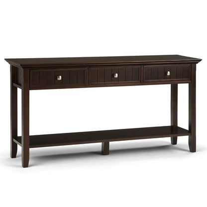 Acadian wide console sofa table Brunette Brown wood with 3 drawers by Unique Piece Furniture on Tampa Home & Garden Store