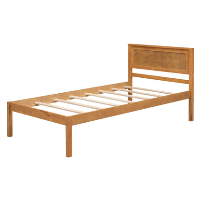 Strong Espresso Wood Platform Bed and Headboard