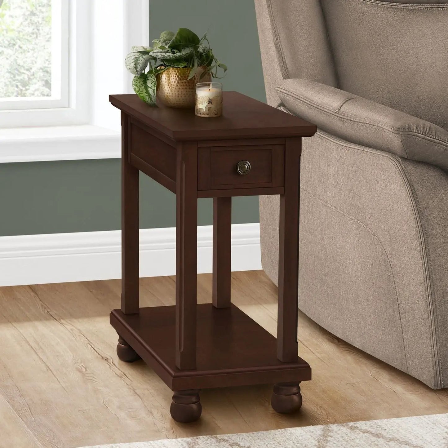 Accent End Table with storage drawer, espresso finish, by Unique Piece Furniture on Tampa Home & Garden Store
