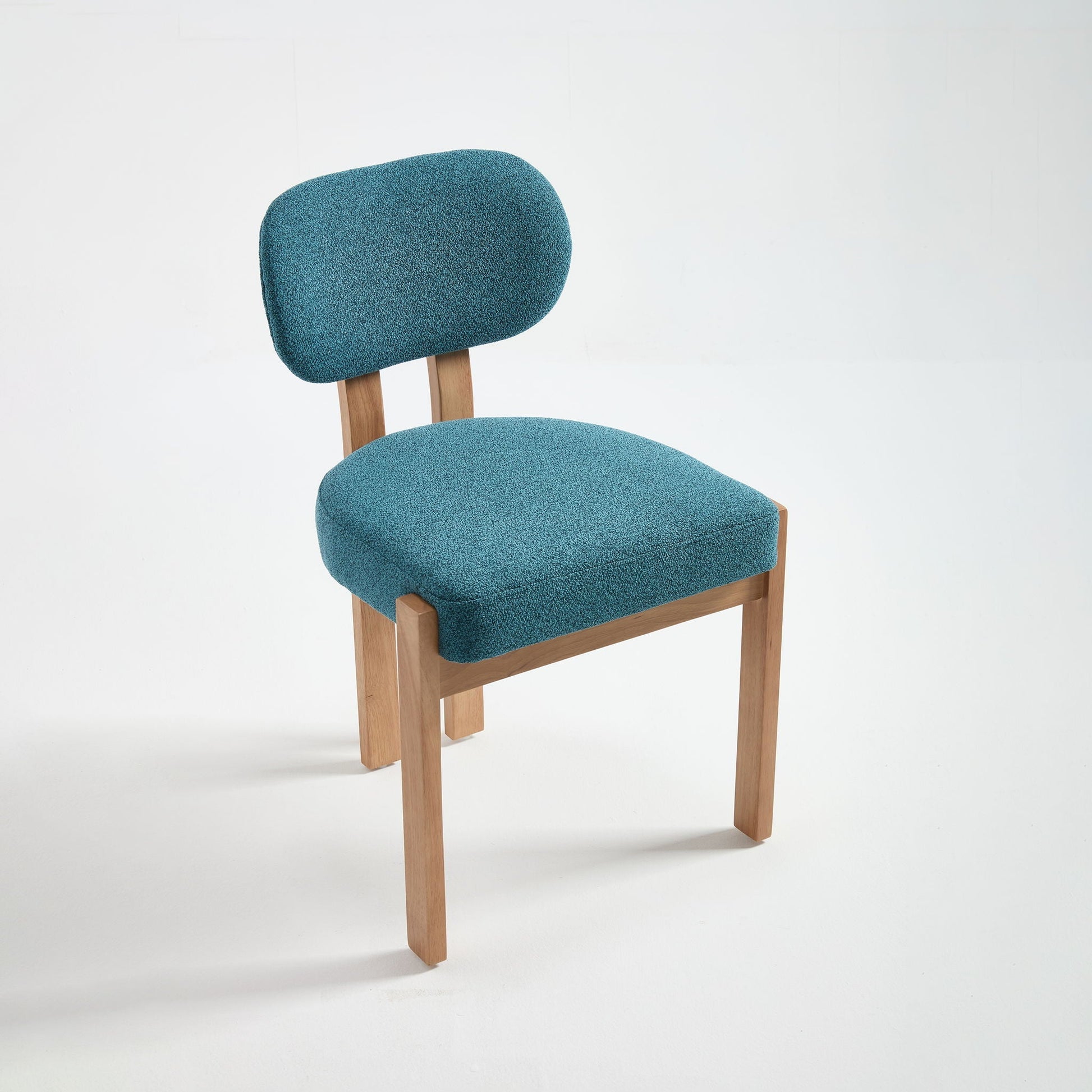 Teal fabric dining chairs with ergonomic backrests and wooden legs (set of 2) on Tampa Home & Garden Store