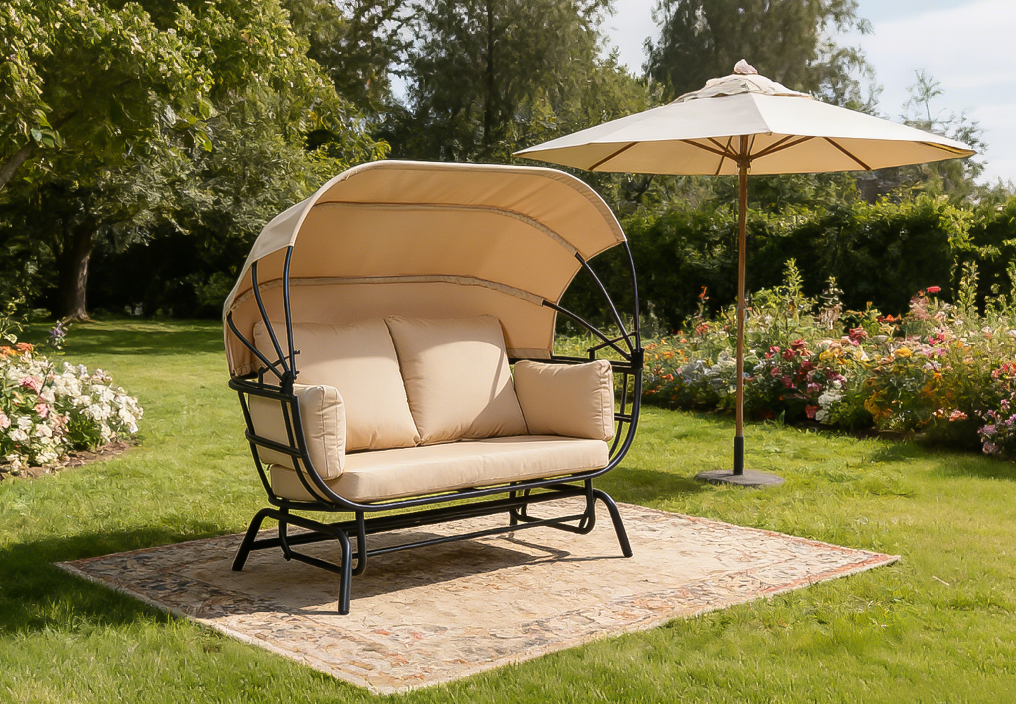 2 Person Outdoor Swing Chair and Canopy